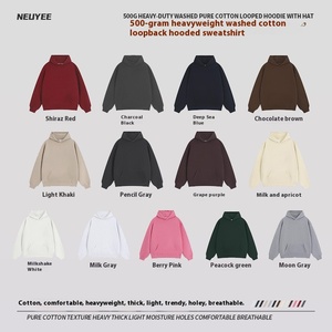 Maglione <span class=keywords><strong>con</strong></span> cappuccio in cotone pesante 500g per uomo e donna cappellino da Baseball personalizzato tinta unita - Product Image 4