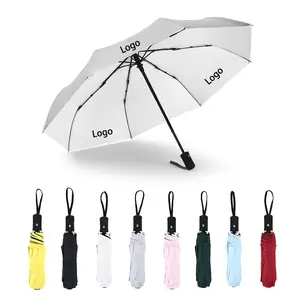 Offre Spéciale vente en gros personnalisé 3 fois pliable coupe-vent couleur uv parapluie entièrement automatique pour les voyages en plein air