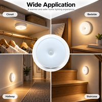 Lampu Malam LED Sensor Gerak ABS Modern Warna Putih Hangat, Dapat Diisi Ulang, Tanpa Kabel, Magnetik, untuk Kamar Tidur, Tangga, Lemari