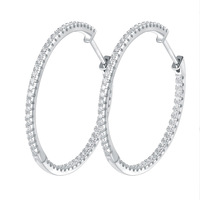 Grandes boucles d'oreilles en moissanite de couleur D, boucles d'oreilles en moissanite complètes, boucles d'oreilles rondes élégantes en argent 925, boucles d'oreilles en moissanite