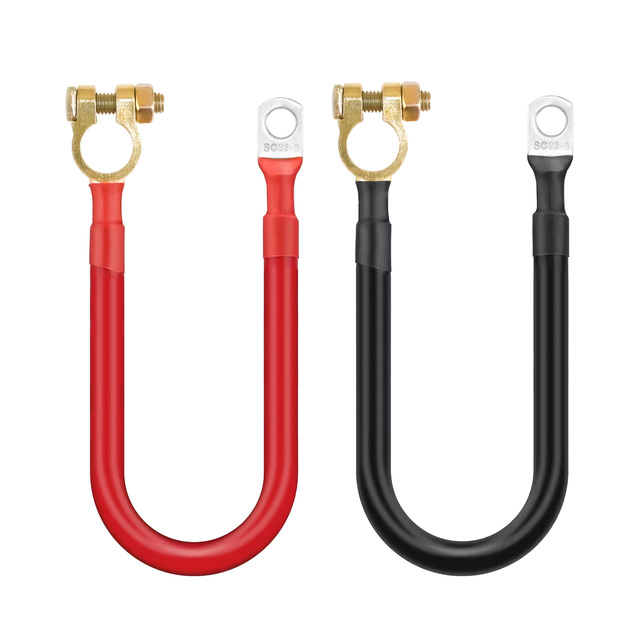 28cm 3AWG Heavy Duty Battery Inverter Cable with SC35-8 Copper Lugs & Battery Clips Red Black Auto Battery Leads Connector