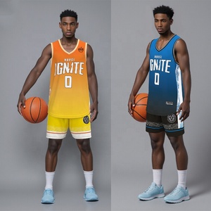 Groothandel Heren Basketbal Uniform Snel Droogend Ademend 100% Polyester Effen Patroon Jersey Casual Training Wedstrijd Op Maat China - Product Image 2