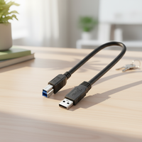 Kabel Mini USB 5-Pin Male/Female USB 3.0 B Jack 3A Pengisian Cepat 0.5m dengan Pelindung PVC dan Anyaman untuk Printer/Kamera/Scanner