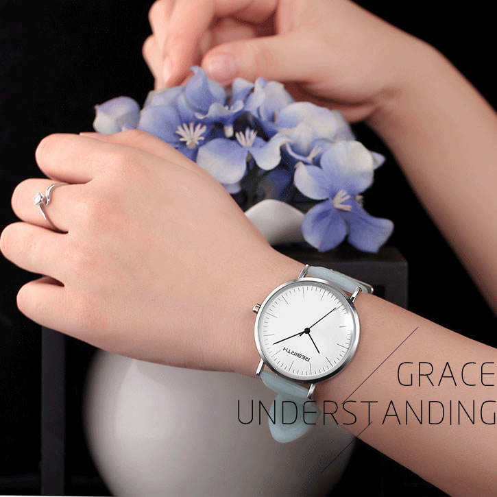 REBIRTH 071C Einfache ultra dünne Damen Quarzuhr Jelly Color