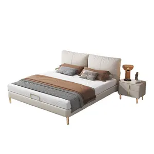 Meubelsets Bed Kingsize Leer Moderne Slaapkamer Luxe Vierkant Bedframe
