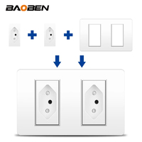 Panel de Enchufes BAOBEN para PC, 118*72mm, Enchufe de Pared 10A 20A, Estándar Brasileño, Universal, Blanco, Gris, Negro, Dorado