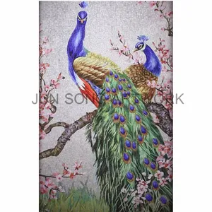 JS MAM-PC04 artística azulejos hechos a mano Pavo Real patrón de mosaico de vidrio murales