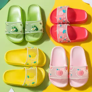 새로운 어린이 슬리퍼 여름 달콤한 과일 슬리퍼 소년 소녀 소프트 비 슬립 비치 신발 샌들 어린이 홈 플립 플롭