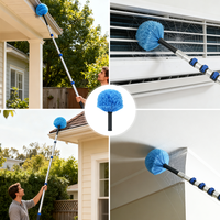 Ensemble de dépoussiéreur télescopique en aluminium de 3,6 m avec joint pivotant, brosse multi-usages pour toiles d'araignées et outils de nettoyage de fenêtres