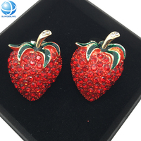 Clip de chaussure détachable en strass, style fraise, plaqué or, accessoires de chaussures en cristal