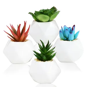 Hot sales green Mini Artificial Succulent Plants with pot for home indoor table decoration