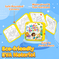Livre de peinture à l'eau magique 3-en-1 personnalisé pour enfants, livre de peinture à l'eau magique réutilisable avec autocollants et pompons pour l'association des chiffres