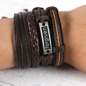 BINSHUO 2022 corde di canapa nera corda intrecciata perline di legno Set multistrato inciso <span class=keywords><strong>a</strong></span> mano bracciale avvolgente in pelle per uomo donna - Product Image 2