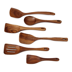 Espátula de madera antiadherente Yimu Yijiang, juego de espátula y cuchara de teca de mango largo estilo coreano (espátula y cuchara de cocina engrosadas) - Product Image 4