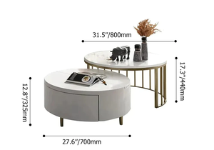 White Marble Coffee Table with Walnut Wooden <b>Storage</b> Table Perfect Combination for Your Living Room Hotel <b>Drawing</b> Room Furniture - Product Image 3