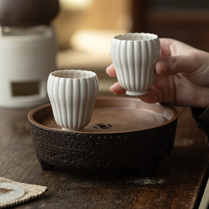 Guanlan Wood Ash Ceramic <b>Tea</b> Cup Porcelain Round Master Cup Single Cup Kung Fu <b>Tea</b> <b>Set</b> - Product Image 2