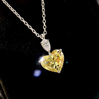 CAOSHI-collar con colgante de corazón blanco y amarillo puro para mujer, Gargantilla con diamantes de imitación, Circonia cúbica, zirconia, circonita, zirconita, diseño liso, venta al por mayor