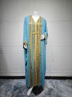 Moyen-Orient mode musulmane 2 pièces Abaya ensemble Robe turque Robe de soirée islamique longue Dubaï Abaya avec dentelle dorée