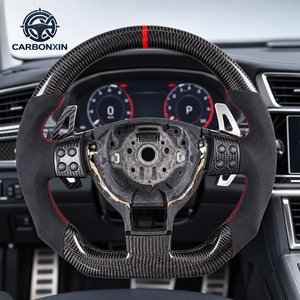 Volante de Coche Personalizado de Cuero y Fibra de Carbono Forjada para vw Volkswagen Golf 5 4 Mk 5 Jetta Passat Bora - Product Image 4