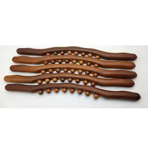 Outils de massage de thérapie du bois, masseur de drainage lymphatique à 8 perles, bâton de massage à main et outils de thérapie du bois pour le cou et le dos