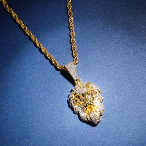 Nuevo Collar de Moda para Hombre con Colgante de Cabeza de León con Diamantes, Chapado en Oro, Estilo Hip-Hop, Joyería Masculina - Product Image 2
