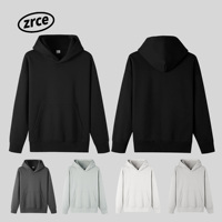 Custom 350 GSM katoen-polyester French Terry unisex oversized heavyweight fleece hoodie met borduurwerk, effen zwart, zonder koord