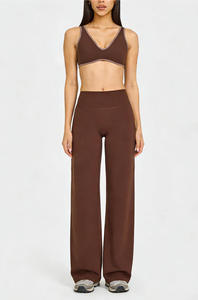 Ensemble de sport Aoyema de haute qualité, très extensible, avec haut à col halter et pantalon large super doux pour l'entraînement et la gym - Product Image 5