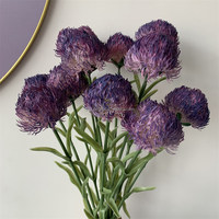 B-743 Fournitures florales en gros Plantes artificielles Fleurs décoratives Fleurs de Dianthus violettes à tige unique Fleurs en forme de boule de poils