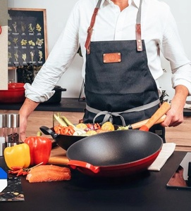 Wok de hierro fundido esmaltado de estilo chino, olla de hierro fundido con un mango de madera, tamaño grande <span class=keywords><strong>para</strong></span> el hogar, cocina, fábrica, buen precio - Product Image 6
