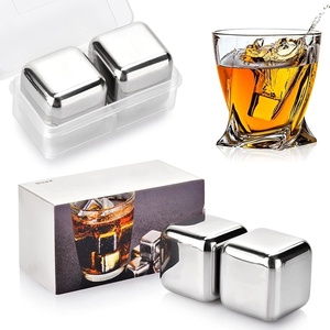 Vendita all'ingrosso della fabbrica in acciaio inox quadrato Whiskey Stones Logo personalizzato cubetti di ghiaccio riutilizzabili per il cibo e Bar rocce congelate
