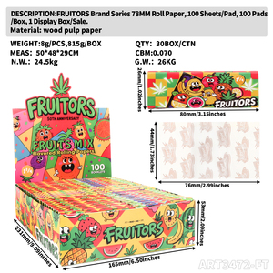 Papel de Liar de la Marca FRUITORS con Sabor a Frutas Mixtas de 78 mm con Patrón de Frutas Coloridas - Product Image 6