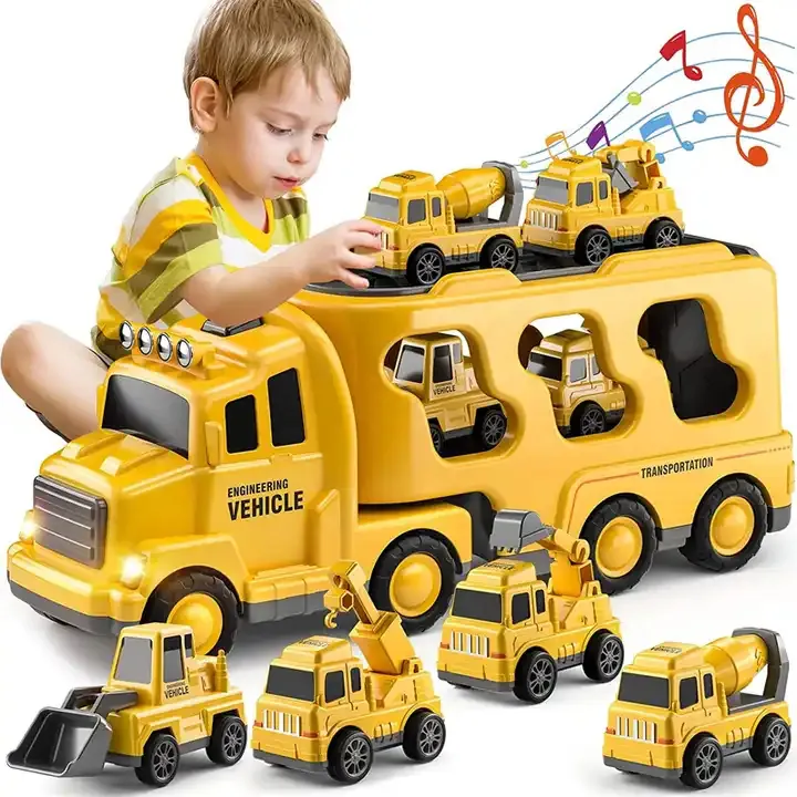 Bau Spielzeug autos Großhandel 5 in 1 Trägheit Träger LKW Transport Bau Spielzeug