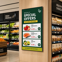 Pantalla LCD de Señalización Digital Inteligente de 65 Pulgadas para Promoción Comercial, Montada en la Pared, con Diseño de Bisel Cuádruple Igual