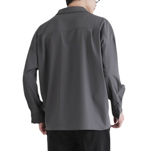 Camicia Casual Giapponese da Uomo a Maniche Lunghe per Primavera e Autunno, Ampia e Tinta Unita con Colletto Drappeggiato - Product Image 4