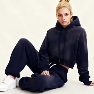 TKAN475D Sudaderas y Hoodies Cortos con Cordón, Estilo Vintage, Lavado, 100% Algodón, Bordado 3D con Logotipo Personalizado para Mujer - Product Image 1