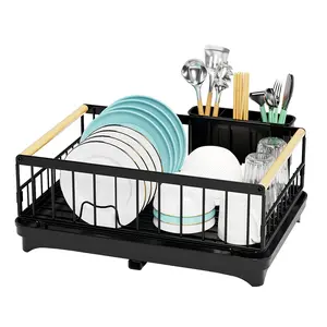 Multifunctional Steel Wire Large Kitchen Cabinet Shelf Dish Plate Drying Rack Holder Stand Storage With Draining Board