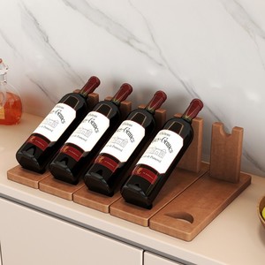 Solid Wood Wine <b>Rack</b> Walnut 4 Bottle Slanted Display <b>Rack</b> For Home <b>Kitchen</b> Bar Storage - Product Image 1
