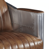 Fauteuil d'appoint Aviator Tomcat en cuir véritable et aluminium riveté, style industriel vintage, pour hôtel et salon