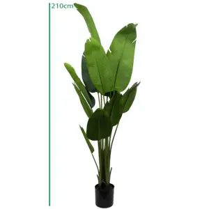 Bananeira artificial realista Musa basjoo strelitzia, planta de plástico simulada com 13 folhas, 210 cm, jardim ornamental