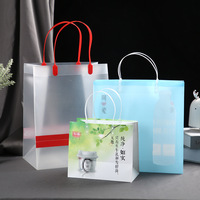 Sac à main transparent en PVC épaissi, sac cadeau personnalisé avec poignée, sac carré transparent pour bouquet, sac imperméable pour anniversaire