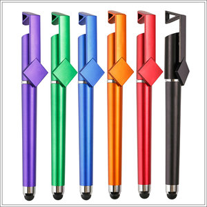 Stylo promotionnel multifonctionnel 4-en-1 à écran tactile, support de téléphone portable, code QR, encre gel 0,5 mm, personnalisable en plastique – Meilleures ventes - Product Image 1