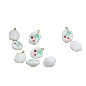 Bukwang 2023 Resin Pendant Charms Small Cute Painted Cherry Fruit Pendant For Jewelry Making Earring