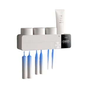 Sterilizzatore per Spazzolini da Denti a Parete - Doppia Funzione di Sterilizzazione e Asciugatura. Scaffale portaoggetti per lavabo da bagno. - Product Image 1