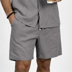 Pantalones Cortos de Lino para Hombre, Color Sólido, Cintura con Cordón, Casuales, de Playa, Largura Media, Estilo Bermuda, Varios Colores Disponibles - Product Image 3