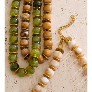 قلادة من الخرز على الطراز العتيق من jinأنت ، قلادة من الراتنج ، قلادة من صفائح معدنية من الفولاذ المقاوم للصدأ للفتيات - Product Image 2