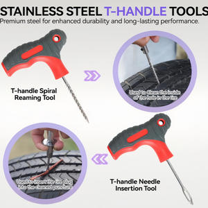 ชุดซ่อมยาง 75 ชิ้น เครื่องมือซ่อมยางแบบไม่มียางใน สำหรับรถยนต์ รถจักรยานยนต์ รถกระบะ กรณีฉุกเฉิน DIY อุปกรณ์จำเป็นสำหรับการเดินทาง - Product Image 3