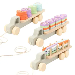 2024 New 2 in 1 Wooden Truck Stacking Toys Kids Montessori Toys Preschool Early Learning Educational Toys for Baby Toddlers