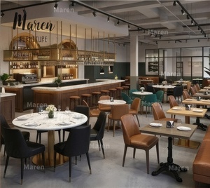 Ensemble de mobilier commercial de luxe moderne pour hôtels, pizzerias, cafés et salons de thé, comprenant table et chaises de design rond, de style chinois. - Product Image 1