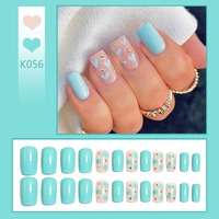 K056 Faux Ongles à Presser Bleu Clair Rose Nude Style INS Frais et Ludique Esthétique Western ABS Premium MOQ1 Vente en Gros Stock Prêt