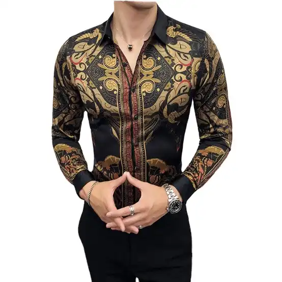 black and gold mens dress shirt